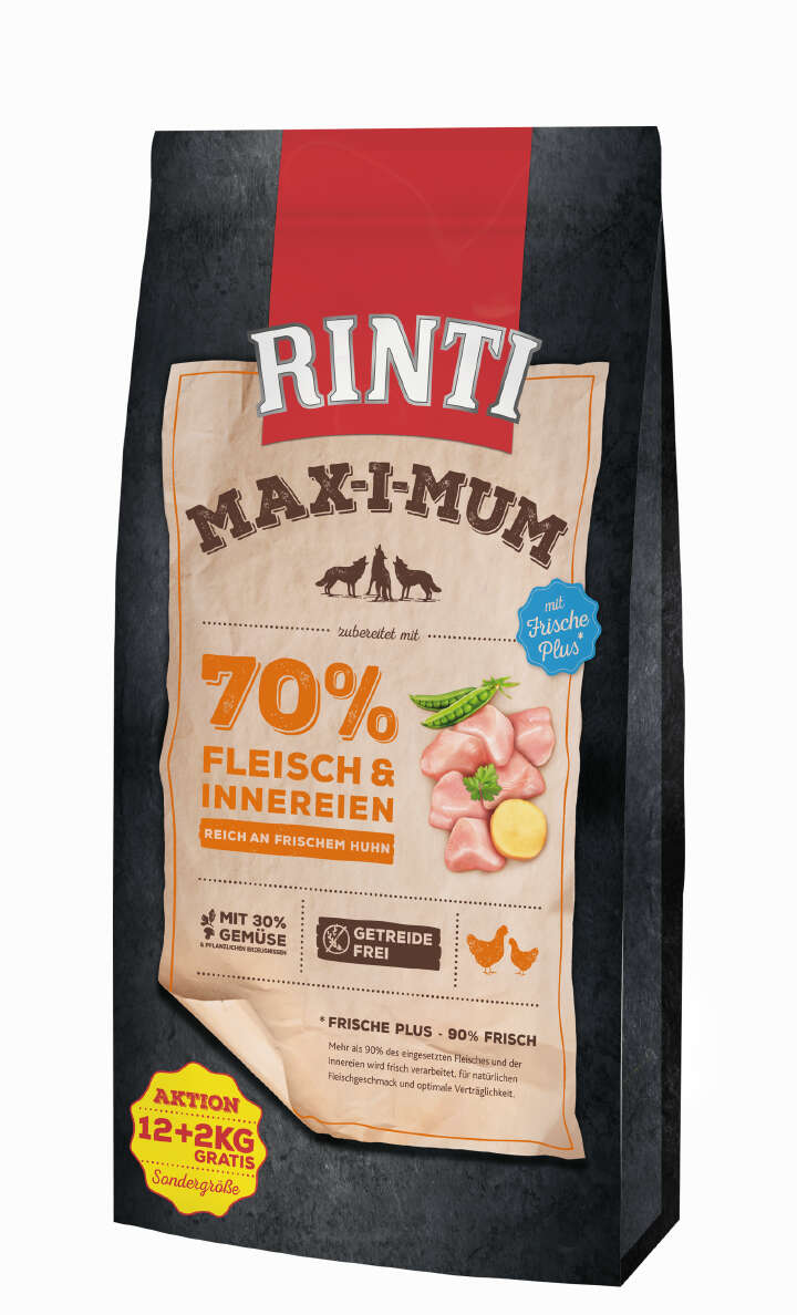 RINTI Hunde-Trockenfutter MAX-I-MUM Huhn 12+2 kg